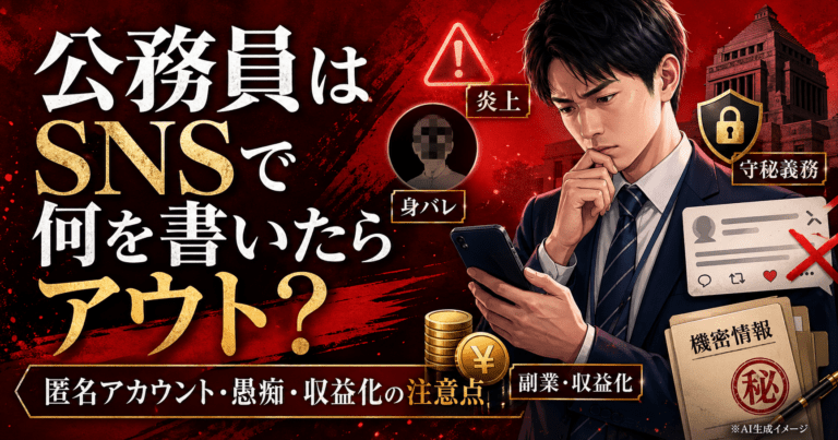 公務員はSNSで何を書いたらアウト?匿名アカウント・愚痴・収益化の注意点