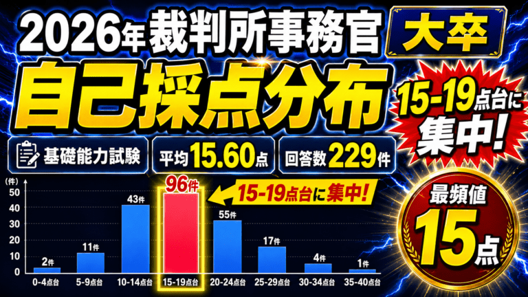 裁判所事務官 大卒 基礎能力試験の自己採点分布