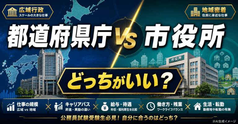 都道府県庁と市役所はどっちがいい？仕事内容・給与・転勤・試験日程の違いを比較