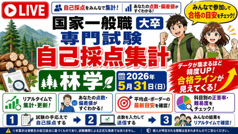 【自己採点集計】国家一般職 大卒 林学【2026年5月31日(日)】