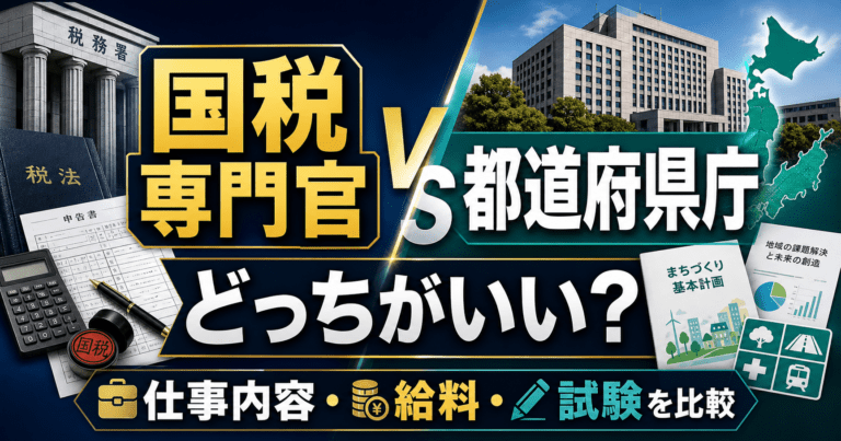 国税専門官と都道府県庁はどっちがいい？仕事内容・年収・試験の違いを比較