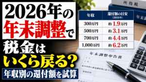 2026年の年末調整で税金はいくら戻る？年収別の還付額を試算